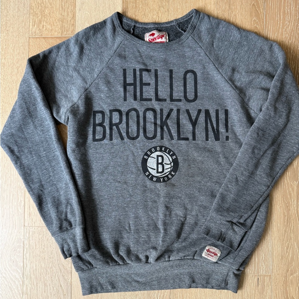 Gray Brooklyn Nets Crewneck Sweatshirt